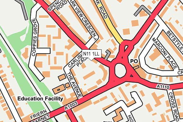 N11 1LL map - OS OpenMap – Local (Ordnance Survey)