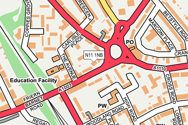 N11 1NB map - OS OpenMap – Local (Ordnance Survey)