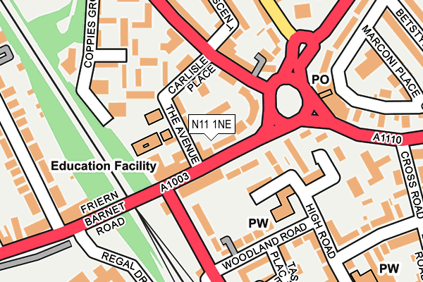 N11 1NE map - OS OpenMap – Local (Ordnance Survey)