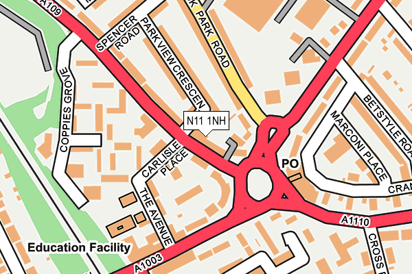 N11 1NH map - OS OpenMap – Local (Ordnance Survey)