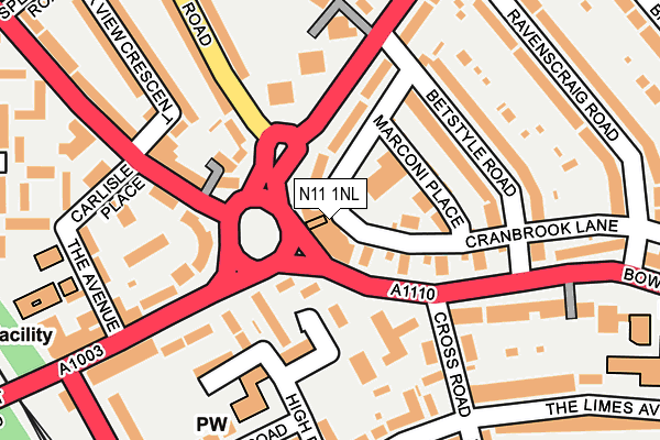N11 1NL map - OS OpenMap – Local (Ordnance Survey)