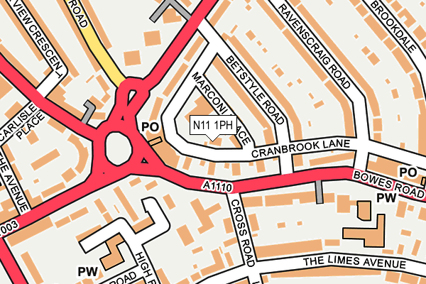 N11 1PH map - OS OpenMap – Local (Ordnance Survey)