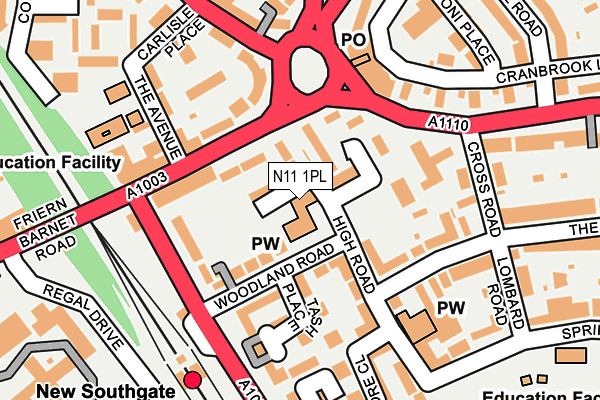 N11 1PL map - OS OpenMap – Local (Ordnance Survey)