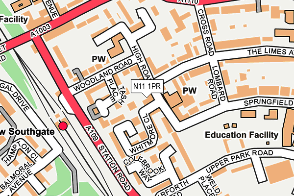 N11 1PR map - OS OpenMap – Local (Ordnance Survey)