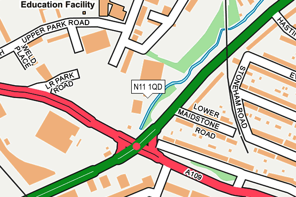 N11 1QD map - OS OpenMap – Local (Ordnance Survey)
