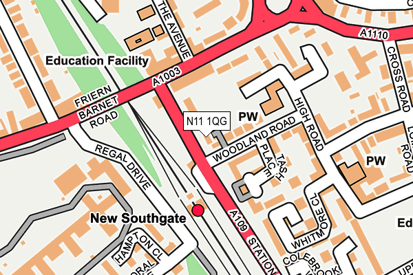 N11 1QG map - OS OpenMap – Local (Ordnance Survey)