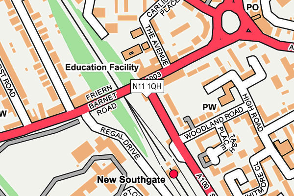 N11 1QH map - OS OpenMap – Local (Ordnance Survey)