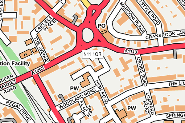 N11 1QR map - OS OpenMap – Local (Ordnance Survey)