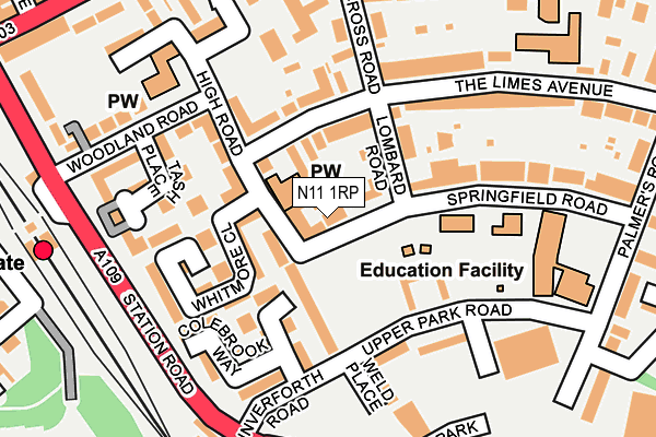 N11 1RP map - OS OpenMap – Local (Ordnance Survey)