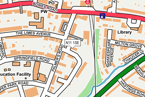 N11 1SE map - OS OpenMap – Local (Ordnance Survey)