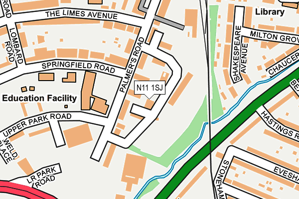 N11 1SJ map - OS OpenMap – Local (Ordnance Survey)