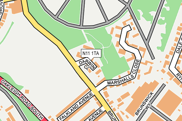 N11 1TA map - OS OpenMap – Local (Ordnance Survey)
