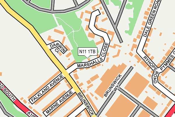 N11 1TB map - OS OpenMap – Local (Ordnance Survey)