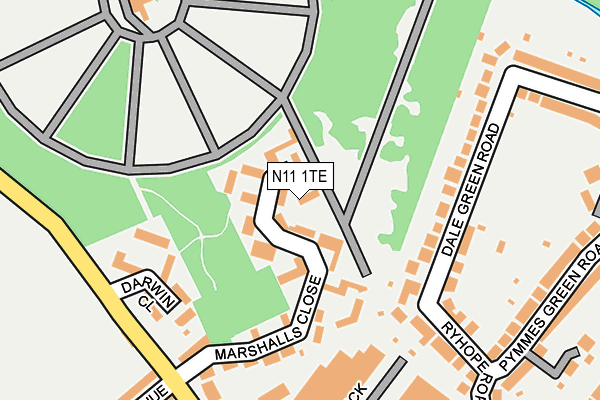 N11 1TE map - OS OpenMap – Local (Ordnance Survey)