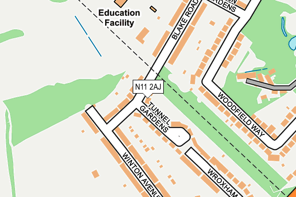 N11 2AJ map - OS OpenMap – Local (Ordnance Survey)