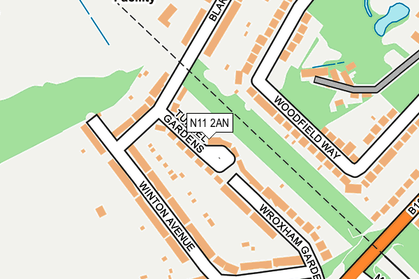 N11 2AN map - OS OpenMap – Local (Ordnance Survey)