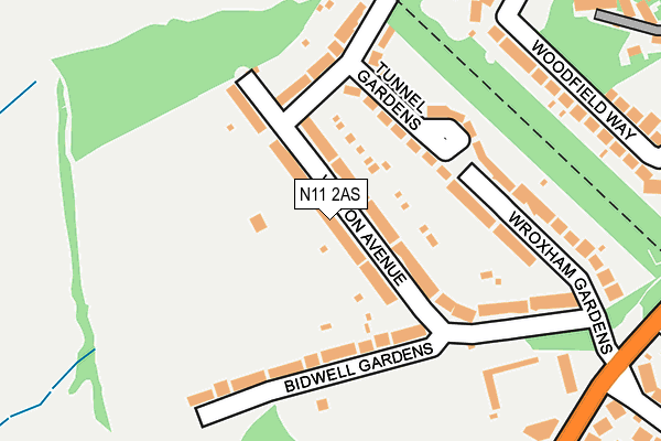 N11 2AS map - OS OpenMap – Local (Ordnance Survey)