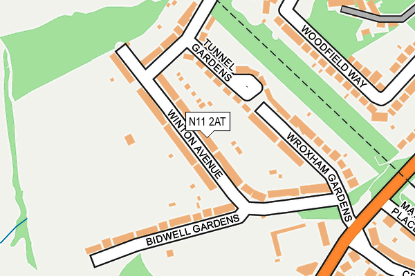 N11 2AT map - OS OpenMap – Local (Ordnance Survey)