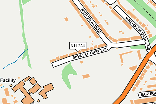 N11 2AU map - OS OpenMap – Local (Ordnance Survey)