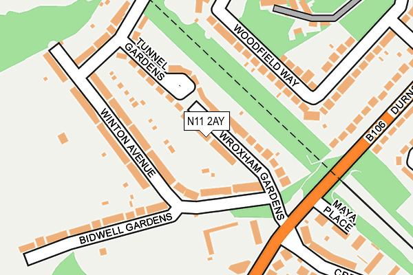 N11 2AY map - OS OpenMap – Local (Ordnance Survey)