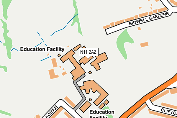 N11 2AZ map - OS OpenMap – Local (Ordnance Survey)