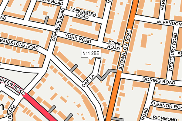 N11 2BE map - OS OpenMap – Local (Ordnance Survey)