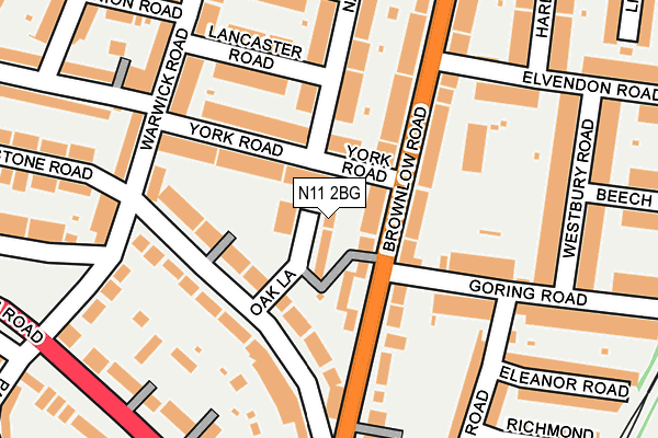N11 2BG map - OS OpenMap – Local (Ordnance Survey)