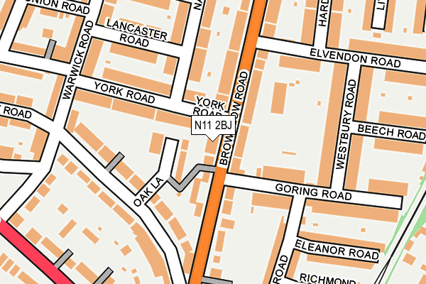N11 2BJ map - OS OpenMap – Local (Ordnance Survey)