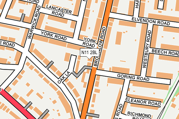 N11 2BL map - OS OpenMap – Local (Ordnance Survey)
