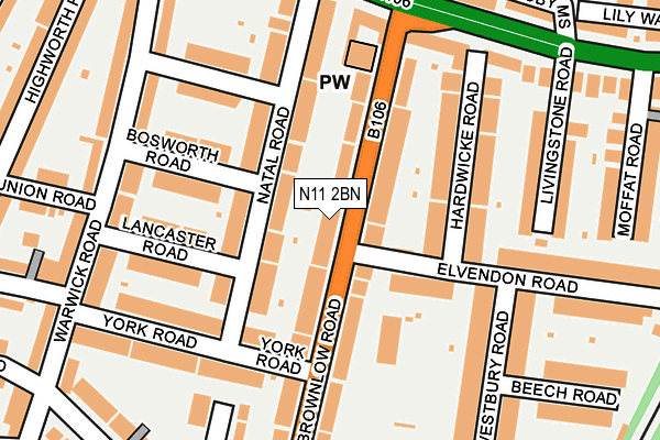 N11 2BN map - OS OpenMap – Local (Ordnance Survey)