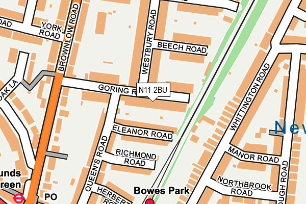 N11 2BU map - OS OpenMap – Local (Ordnance Survey)