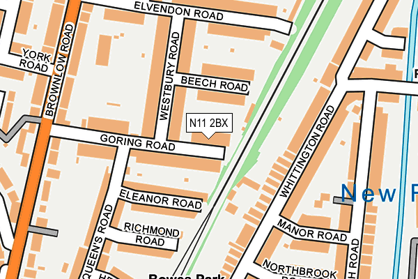 N11 2BX map - OS OpenMap – Local (Ordnance Survey)