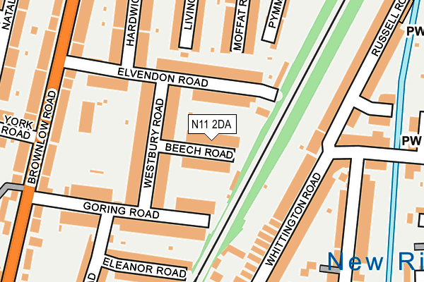 N11 2DA map - OS OpenMap – Local (Ordnance Survey)