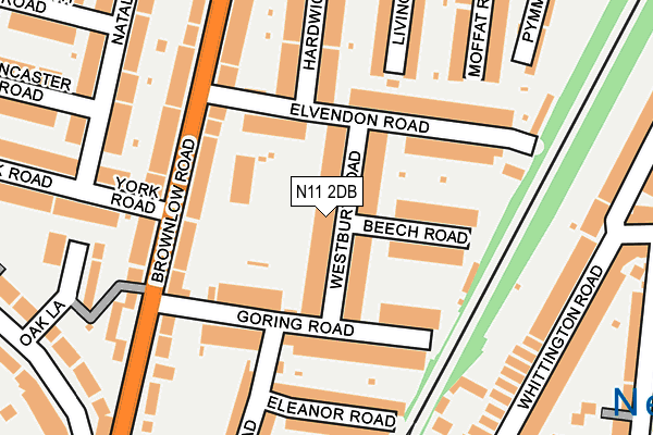 N11 2DB map - OS OpenMap – Local (Ordnance Survey)