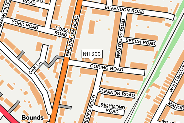 N11 2DD map - OS OpenMap – Local (Ordnance Survey)