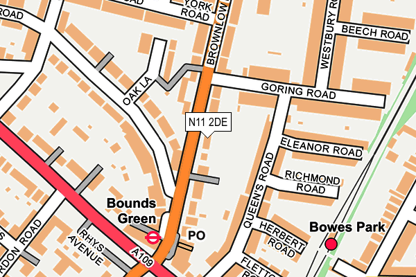 N11 2DE map - OS OpenMap – Local (Ordnance Survey)