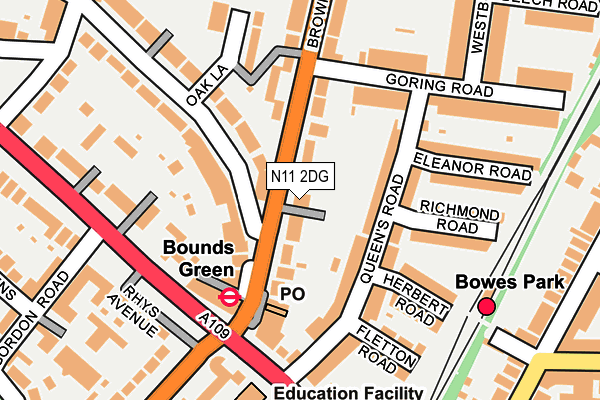 N11 2DG map - OS OpenMap – Local (Ordnance Survey)