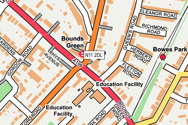 N11 2DL map - OS OpenMap – Local (Ordnance Survey)