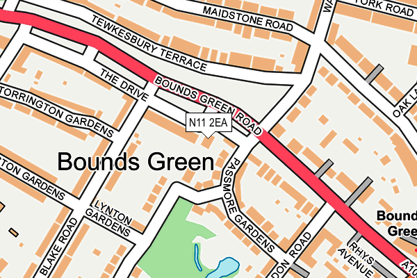 N11 2EA map - OS OpenMap – Local (Ordnance Survey)