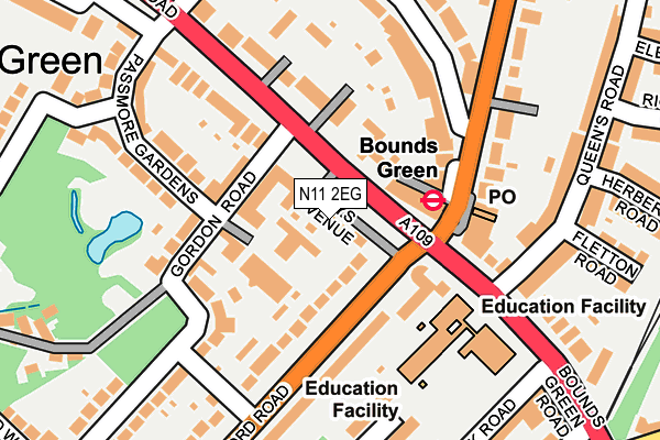 N11 2EG map - OS OpenMap – Local (Ordnance Survey)