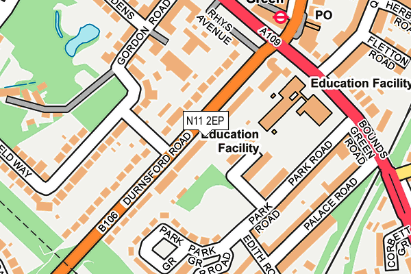 N11 2EP map - OS OpenMap – Local (Ordnance Survey)