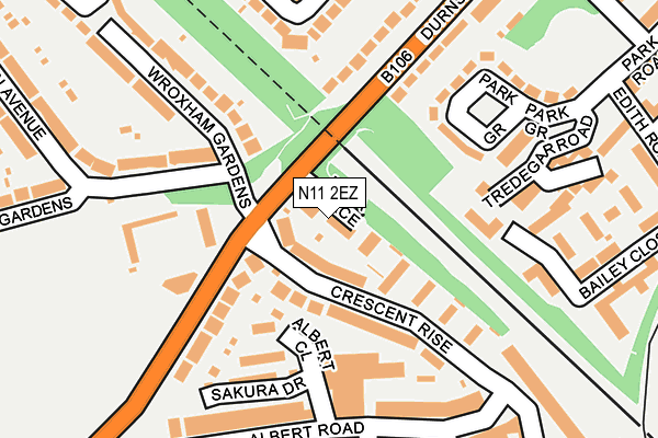 N11 2EZ map - OS OpenMap – Local (Ordnance Survey)