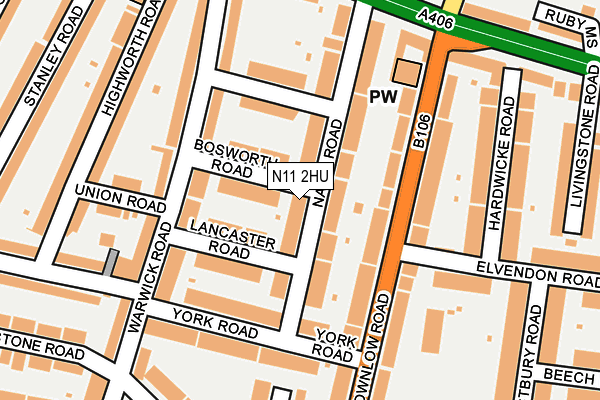 N11 2HU map - OS OpenMap – Local (Ordnance Survey)