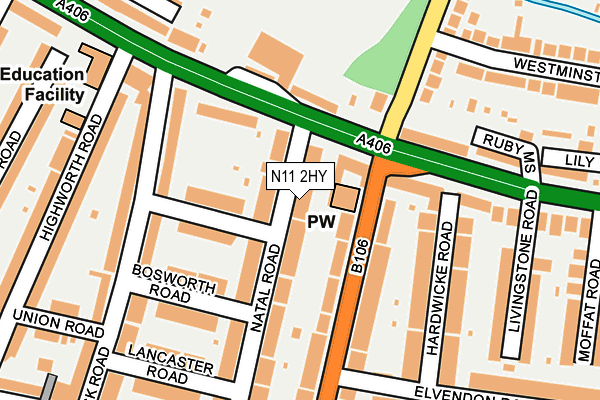 N11 2HY map - OS OpenMap – Local (Ordnance Survey)