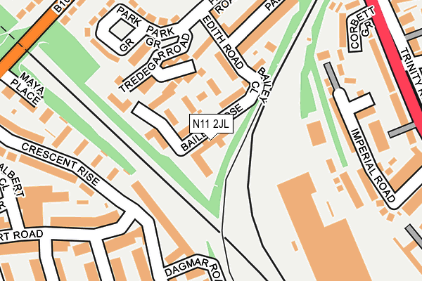 N11 2JL map - OS OpenMap – Local (Ordnance Survey)