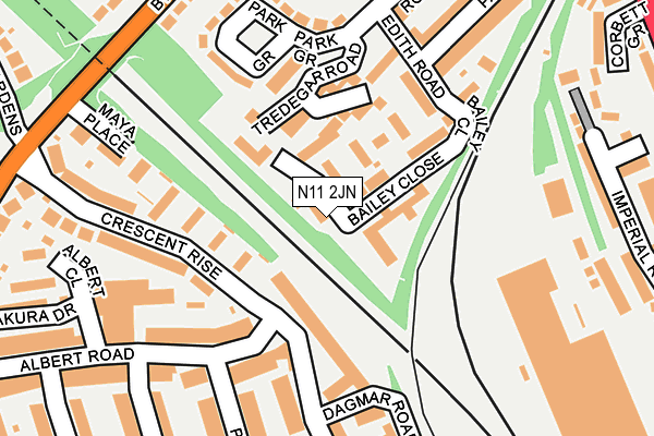 N11 2JN map - OS OpenMap – Local (Ordnance Survey)
