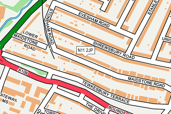 N11 2JP map - OS OpenMap – Local (Ordnance Survey)