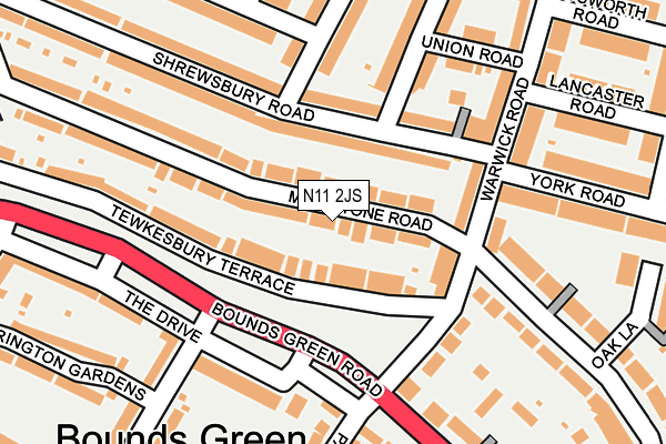 N11 2JS map - OS OpenMap – Local (Ordnance Survey)