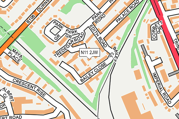 N11 2JW map - OS OpenMap – Local (Ordnance Survey)