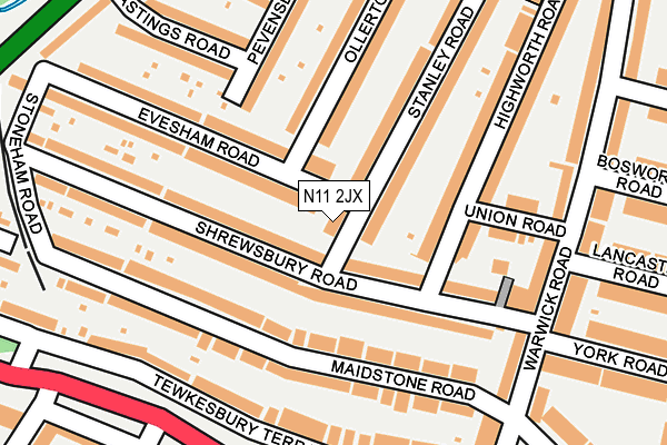 N11 2JX map - OS OpenMap – Local (Ordnance Survey)